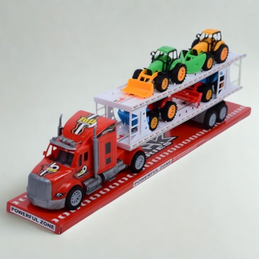 Camion Transportor cu 4 Tractoare și Utilaje (culoare aleatorie)