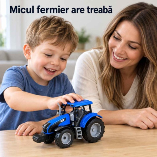 Tractor de jucărie cu inerție și capotă mobilă