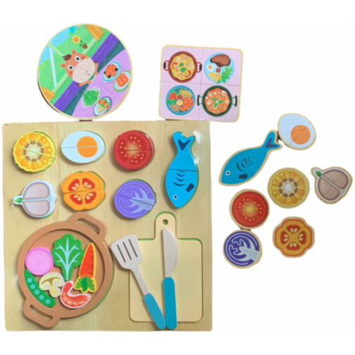 Set magnetic de gătit cu legume și pește