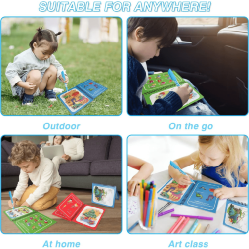 1buc. Carte Magică de Colorat Reutilizabilă cu Apă (model aleatoriu)