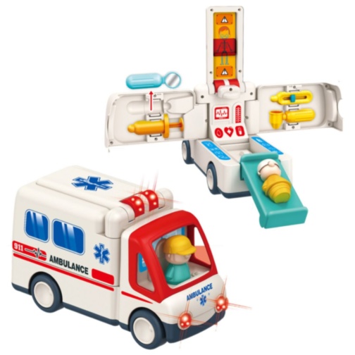 Ambulanță de Jucărie cu Set Doctor și Pacient