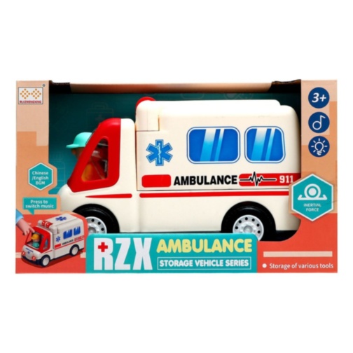 Ambulanță de Jucărie cu Set Doctor și Pacient