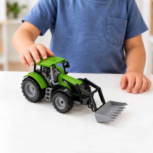 Tractor de jucărie cu inerție și braț mobil