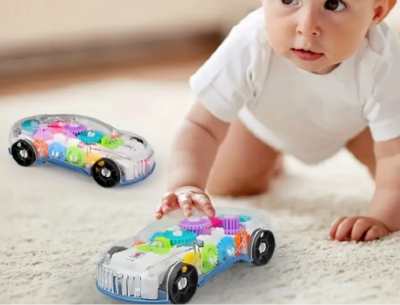 Mașină Interactivă Transparentă cu Angrenaje și Lumină pentru Copii | image