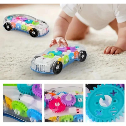 Mașină Interactivă Transparentă cu Angrenaje și Lumină pentru Copii