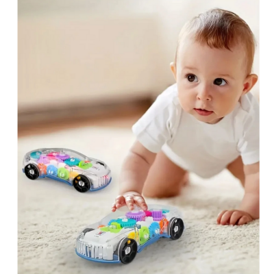 Mașină Interactivă Transparentă cu Angrenaje și Lumină pentru Copii | image