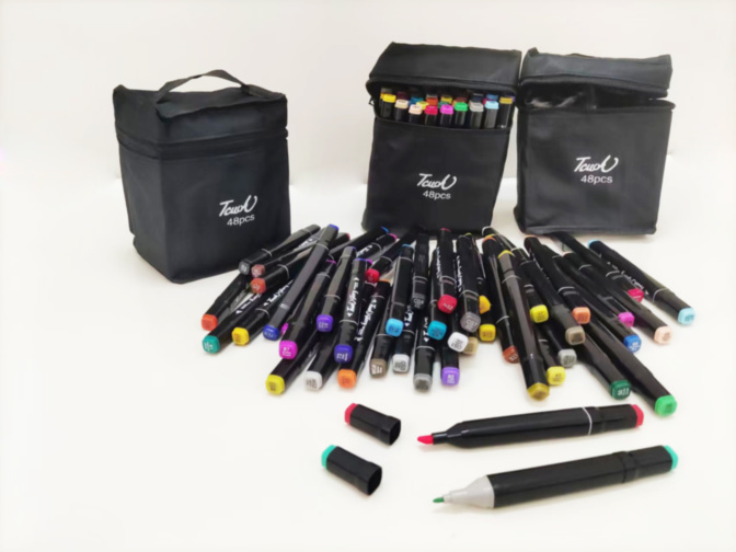 Set 48 Markere cu 2 Capete pentru Colorat cu 2 Capete  