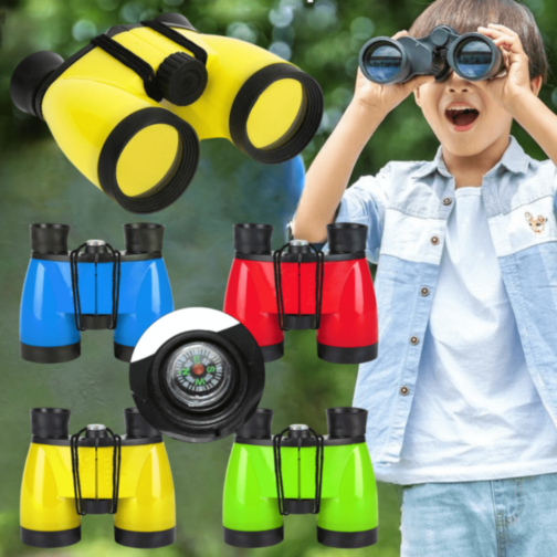 Binoclu Colorat pentru Copii cu Busolă Decorativă (culoare aleatorie)