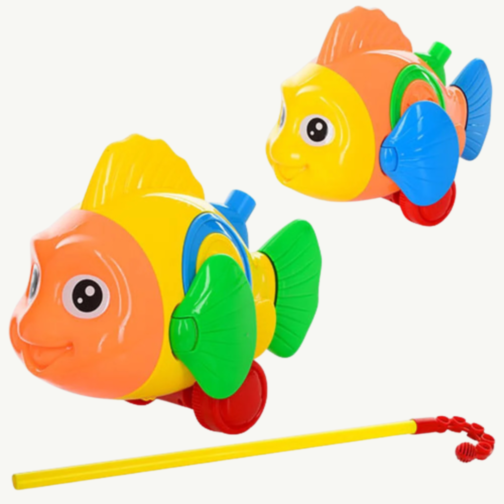 Peștișor Interactiv cu Mâner – Jucărie Colorată pentru Plimbări (culoare aleatorie)