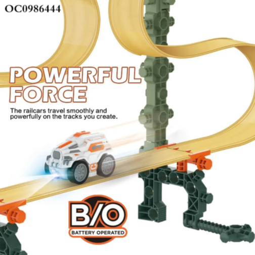 Traseu Magnetic cu Mașinuță Luminoasă - Set Interactiv cu 27 de Piese