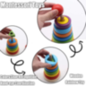 Turn Montessori din Lemn cu Forme Geometrice și Inele Colorate – Joc Educativ 2 în 1