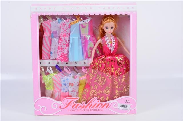 Păpușă Fashion cu 12 Rochii Aleatorii Colorate