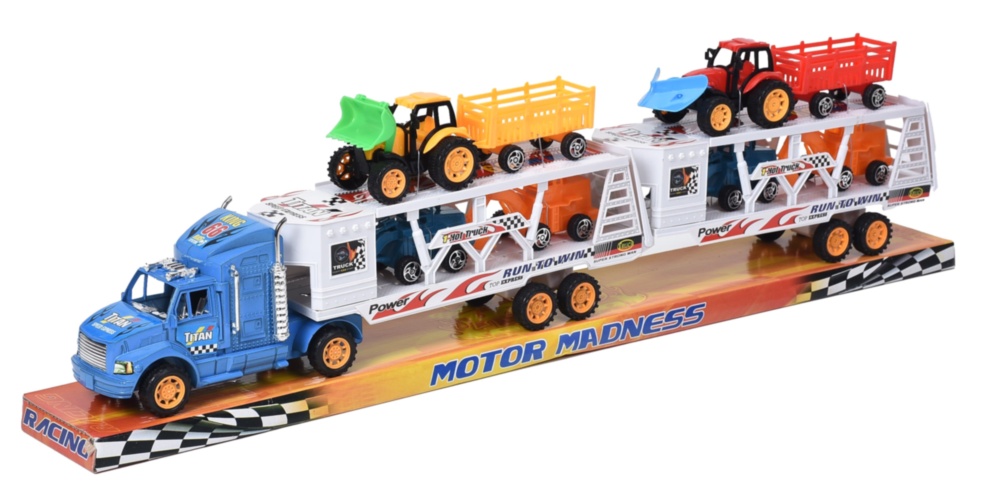 Mega Camion cu Trailer și 6 Tractorașe, 66cm