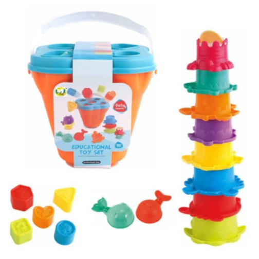 Set educativ de stivuire și sortare pentru copii - joc de dezvoltare senzorială