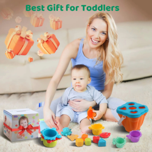 Set educativ de stivuire și sortare pentru copii - joc de dezvoltare senzorială