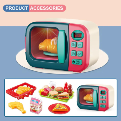 Cuptor cu Microunde pentru Copii cu Efecte Lumină și Set Alimentar Inclus