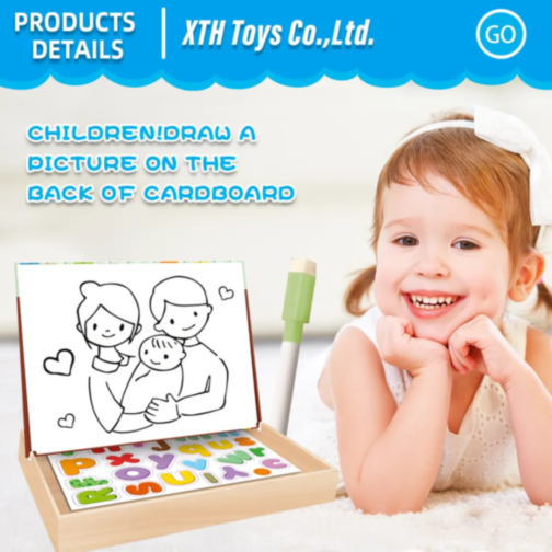 Tablă magnetică educativă 2 în 1 pentru copii