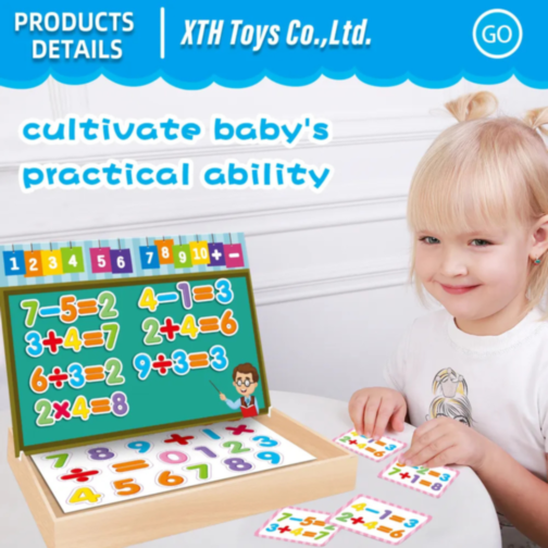 Tablă magnetică educativă 2 în 1 pentru copii