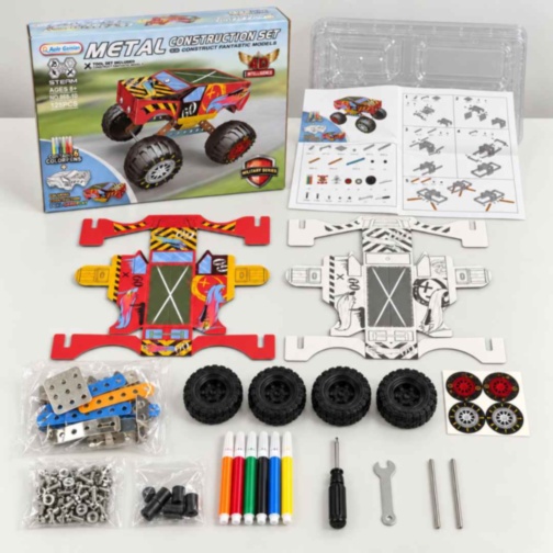 Set de construcție metalic monster truck, 128 de piese