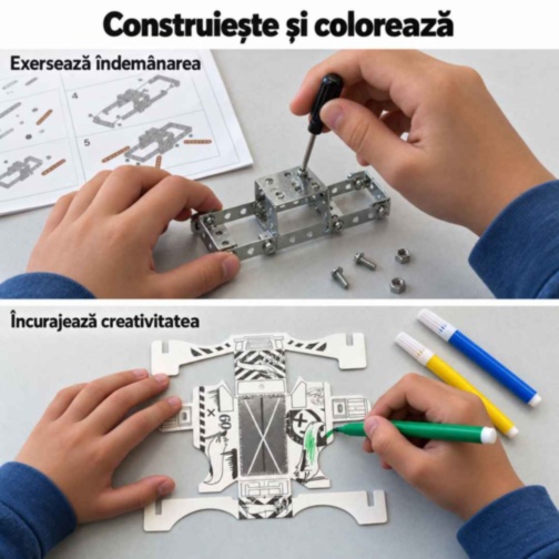 Set de construcție metalic monster truck, 128 de piese