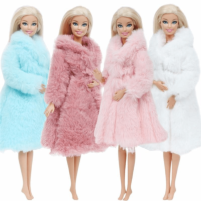 1buc. Păpușă Fashion Dolls cu Haină de Blană Pufoasă (culoare aleatorie) | image
