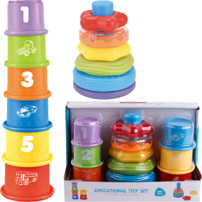 Set educativ de inele și pahare colorate pentru stivuire | image