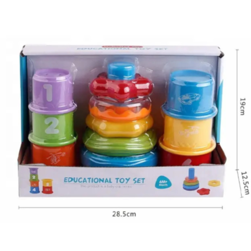 Set educativ de inele și pahare colorate pentru stivuire