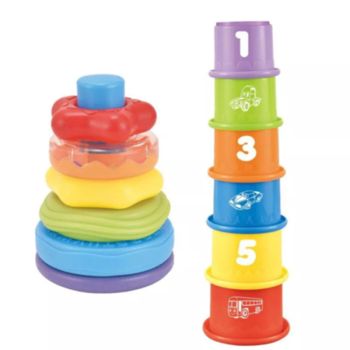 Set educativ de inele și pahare colorate pentru stivuire