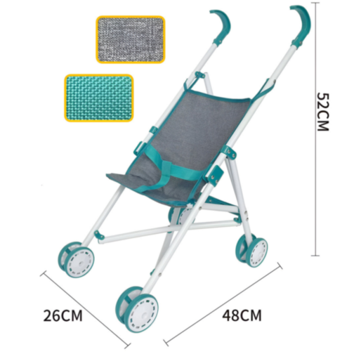 Cărucior pliabil pentru păpuși cu cadru metalic și design modern