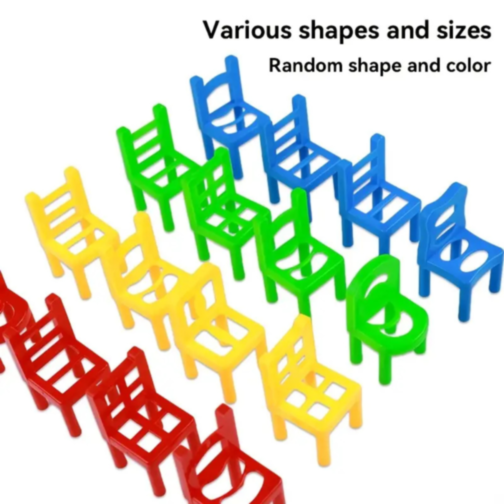 Joc de Echilibru și Îndemânare cu Scaune Colorate – 60 Piese