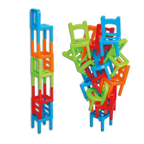 Joc de Echilibru și Îndemânare cu Scaune Colorate – 60 Piese