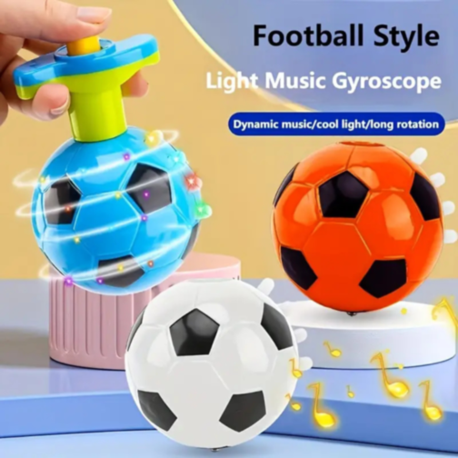 1buc. Giroscop Interactiv cu Formă de Minge de Fotbal, Lumină și Muzică (culoare aleatorie)