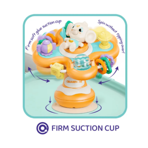 Spinner Interactiv Elefănțel cu Ventuză și Jucării