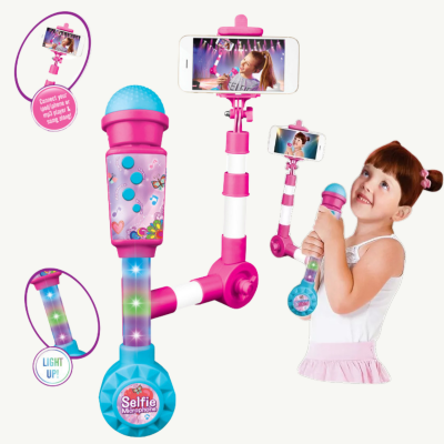Microfon Selfie cu Suport Telefon și Efecte Luminoase | image