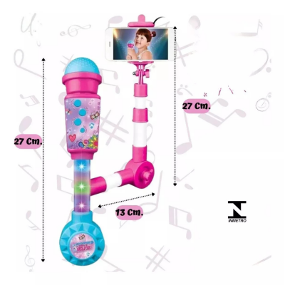 Microfon Selfie cu Suport Telefon și Efecte Luminoase | image