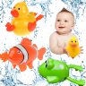 Set Jucării de Baie cu Mecanism de Înot – Rățușcă, Peștișor și Broscuță 