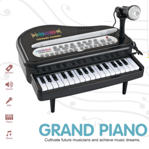 Pian Electronic Grand Piano cu Microfon și Funcții Muzicale (culoare aleatorie)