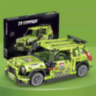 Set de Construcție Mașină de Curse Verde - Model Tehnic Pull-Back