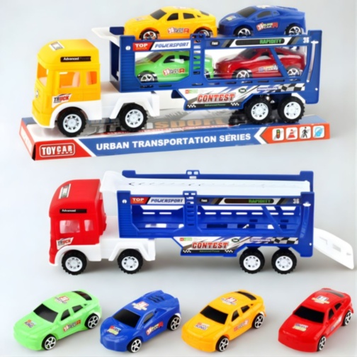 Camion Transportor cu 4 Mașinuțe și Rampă