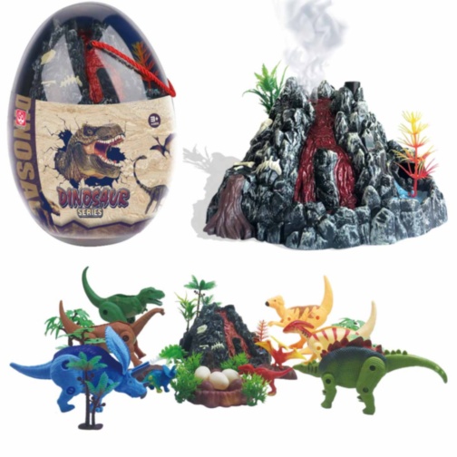 Oul Gigant cu Dinozauri și Vulcan Electric care Erupe, cu lumini și sunete