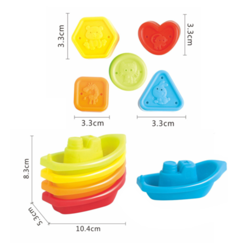 Set Educativ 3 în 1 - Sortator de Forme, Turn de Stivuire și Jucării de Apă