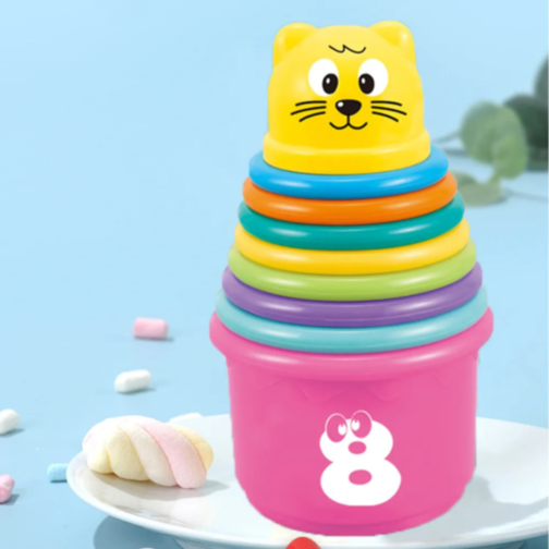 Set Educativ 3 în 1 - Sortator de Forme, Turn de Stivuire și Jucării de Apă