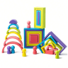 Set educativ de construcție Montessori din lemn - blocuri colorate