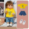 Păpușă Băiețel Chimi Doll 38 cm cu Hanorac Galben și Articulații Mobile