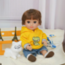 Păpușă Băiețel Chimi Doll 38 cm cu Hanorac Galben și Articulații Mobile