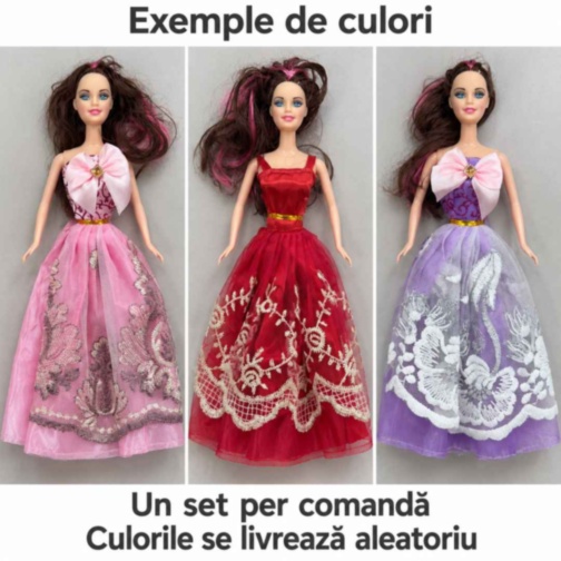 Păpușă de 28 cm cu rochițe, pantofi și accesorii