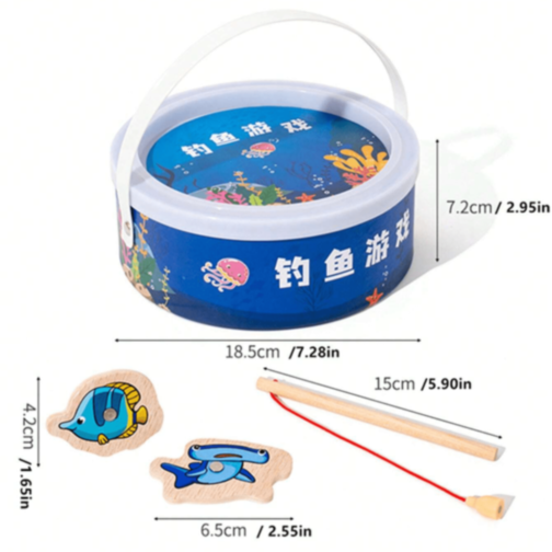 Set Pescuit Magnetic din Lemn pentru Copii
