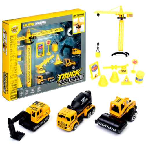 Set de Construcție cu Macara și Vehicule pentru Șantier, 13 Piese