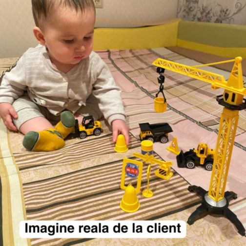 Set de Construcție cu Macara și Vehicule pentru Șantier, 13 Piese