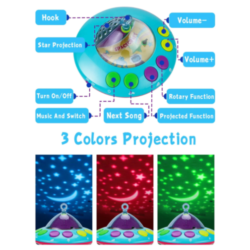 Carusel Muzical cu Proiecție și Telecomandă